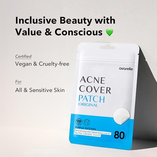 AVARELLE Hydrocolloid Acne Patch Bundle - Vegan Spot Treatment (80CT)