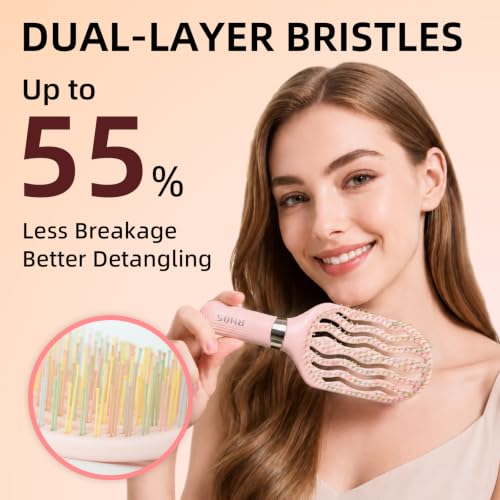 RHOS Curved Vented Detangling Hair Brush - Anti-Static Blow Dry Brush