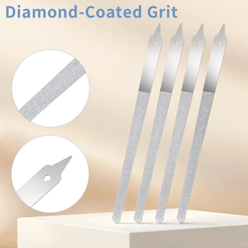 4 PCS Stainless Steel Diamond Nail File Set - 6 Inch Double Sided
