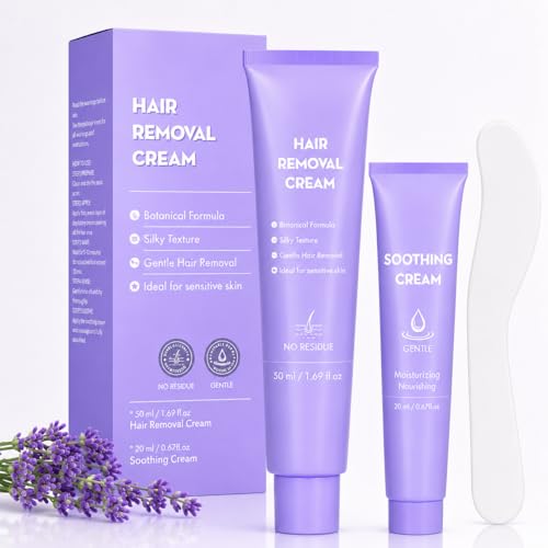 Hair Removal Cream, Facial Hair Removal Cream for Women with Soothing Cream,Facial Hair Remover for Sensitive Skin, Face Hair Remover for Upper Lip, Peach Fuzz, Chin & Sideburns