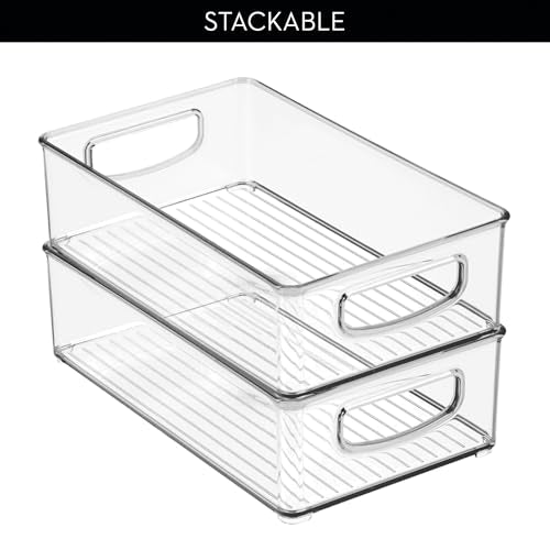 iDesign Stackable Pantry Bins with Handles - Set of 2 Clear Storage Containers