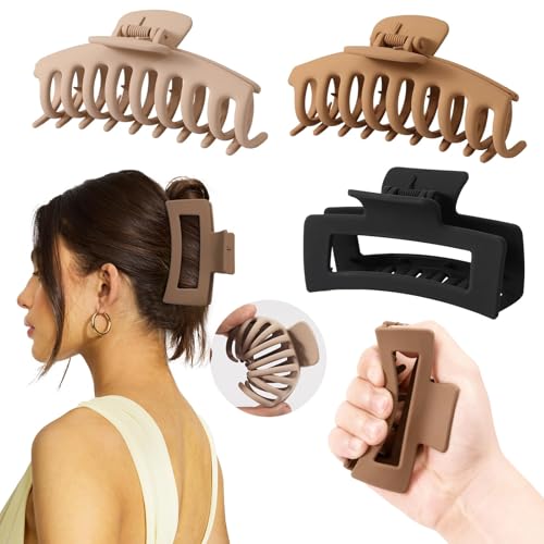 4 Pcs Brown-Black Cloud Claw Clips for Thick Hair - 4.3 Inch