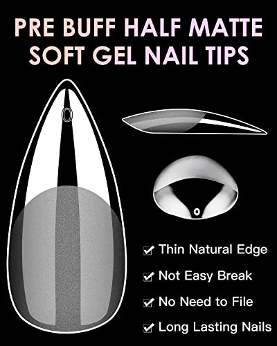BORNBYME Medium Stiletto Soft Gel Nail Tips - 120 PCS Full Cover