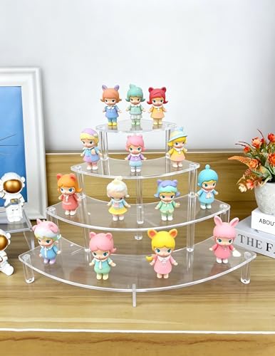 Gonice 4-Tier Acrylic Display Riser for Mini Figurines & Dolls