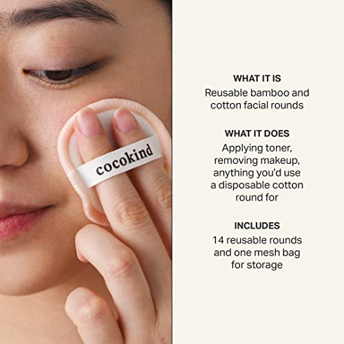 Cocokind Reusable Facial Rounds - Eco-Friendly Bamboo Makeup Remover Pads