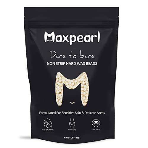 Maxpearl Wax Beads for Facial Hair Removal, 1LB Hypoallergenic Hard