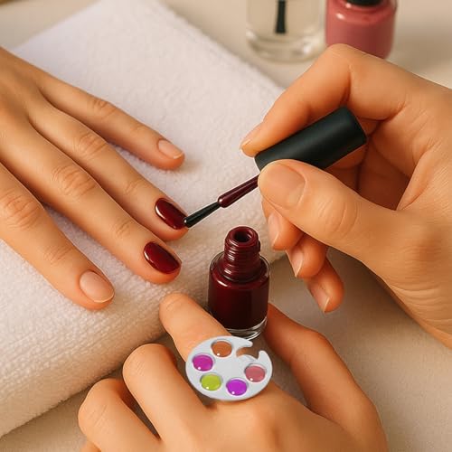4 Pack Mini Stainless Steel Nail Art Palettes for Easy Mixing
