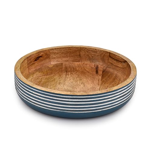 Mango Wood Decorative Bowl - Rustic Table Centerpiece (10" x 10")