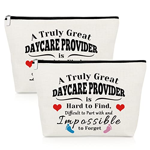 2 Pack Daycare Provider Appreciation Gift Makeup Bags - Teacher Gifts for Childcare Educators