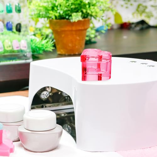 Pink Heart-Shaped Crystal Glass Nail Dish with Lid - Manicure Organizer