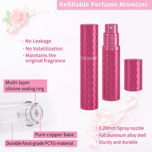 ANTOKX Rose Red 5ML Refillable Perfume Atomizer Travel Spray