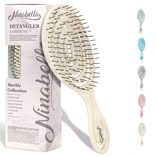 Ninabella Detangling Hair Brush - Ivory Marble Edition for All Hair Types