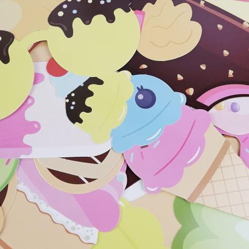 Ice Cream Photo Booth Props - 25 Pcs DIY Summer Party Decor