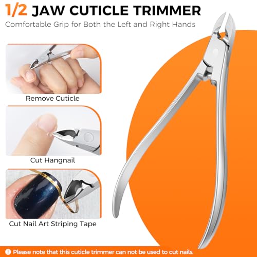 Professional Nail Cuticle Trimmer with Half-Jaw Precision Blades