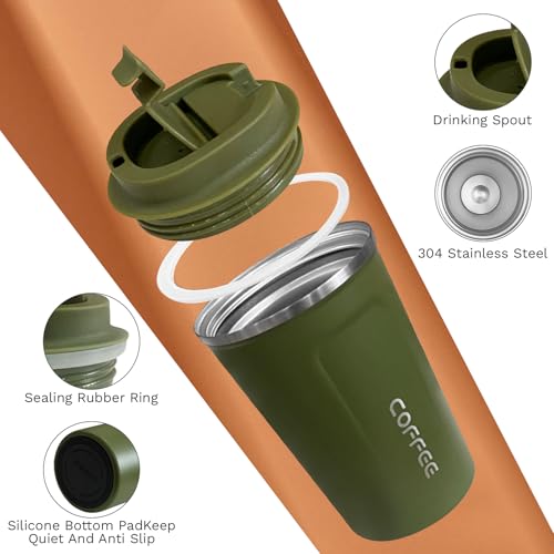 SPLMIFA 12oz Travel Coffee Mug - Leak-Proof Insulated Tumbler