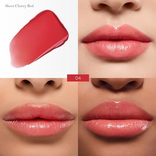 FREEORR Cherry Red Sheer Hydrating Lip Balm with Hyaluronic Acid, Moisturizing Shine, 24HR Softening