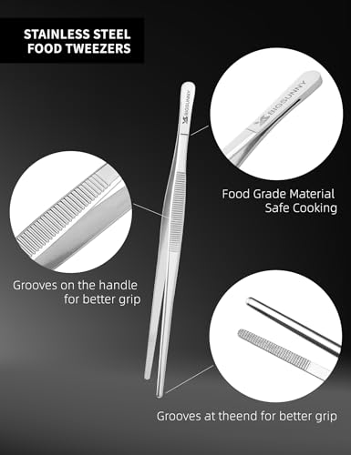 MSY BIGSUNNY 8.5 Inch Stainless Steel Cooking Tweezers Tongs