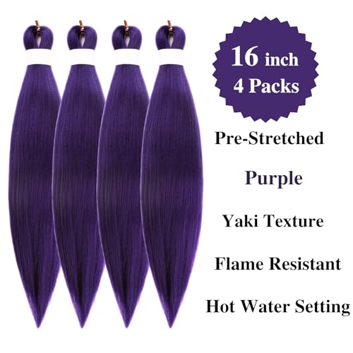 16 Inch Purple Pre-Stretched Boho Braiding Hair - Soft Yaki
