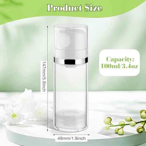 Mirrline 4 Pack 100ml Travel Refillable Vacuum Pump Cosmetic Bottles
