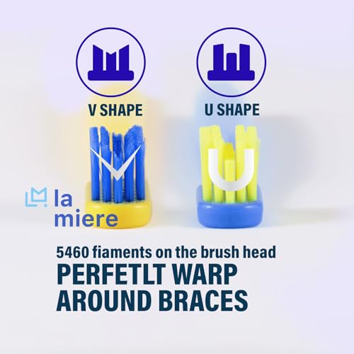 LA MIERE 2pcs Orthodontic Toothbrush Set with V & U-Shaped Soft Bristles - Telescopic Interdental Brush Included