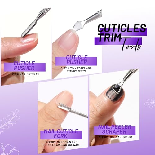 Fandamei Purple Nail Care Kit with Buffers, Files & Cuticle Tools, Manicure & Pedicure Set