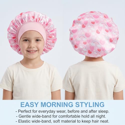 4 Pack Kids Satin Bonnet Set | Soft Sleep Caps for Natural Hair