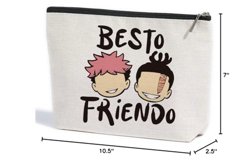 Multicolour Best Friend Anime Makeup Bag - Waterproof Cosmetic Storage for Women