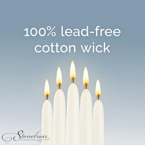 Stonebriar 10" Unscented Taper Candles - Pack of 10, 7 Hour Burn