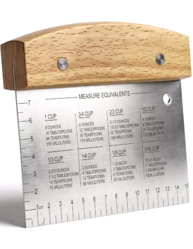 Superbaking 6-Inch Wooden Dough Scraper with Ruler - Versatile Baking Tool