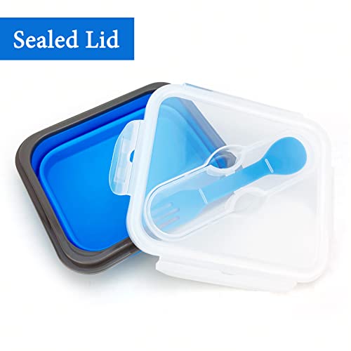 Small Silicone Collapsible Lunch Container with 2-in-1 Spoon & Fork