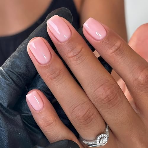 SPLOCUDU Style 1 Short Pink Square Press On Nails - Glossy Fake Nails for Women