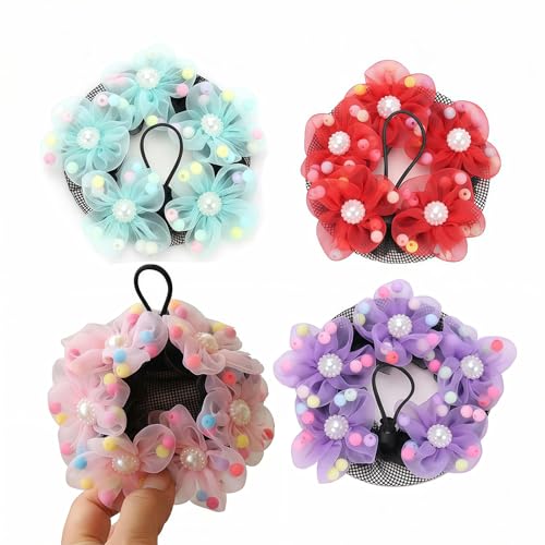 QUUPY Bright Color Ballet Hair Nets 4 Pack for Dancers & Performers