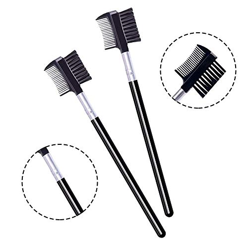 2-Pack Eyelash Comb and Eyebrow Brush Tool - Dual-Sided Groomer