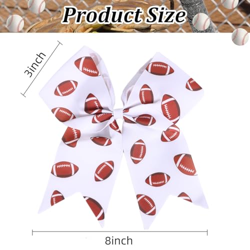 12 PCS White Football Cheer Bows for Girls & Women - Sparkly Hair Accessories