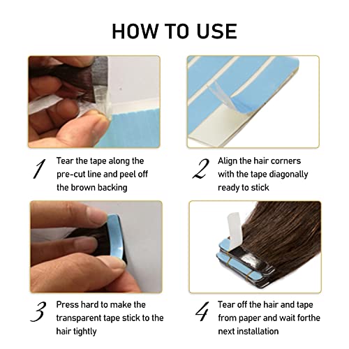 YILITE Double-Sided Hair Extension Tape Tabs - 120 Pieces, 4x0.8 cm