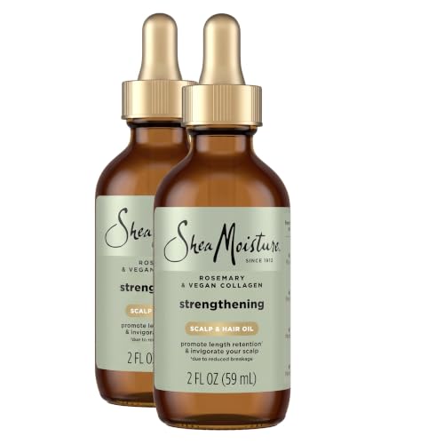 SheaMoisture Rosemary & Vegan Collagen Scalp & Hair Oil 2oz Pack of 2 - Strengthening & Hydrating