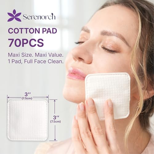 Extra Large Cotton Pads 3x3 Inch, 140 Count - Soft & Lint-Free for Sensitive Skin