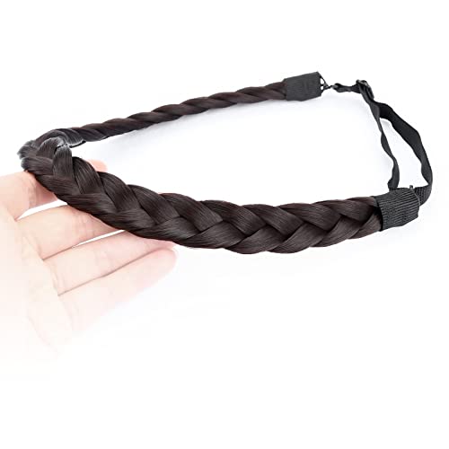 DIGUAN Braided Fishtail Headband - Synthetic Heat-Resistant Dark Chocolate