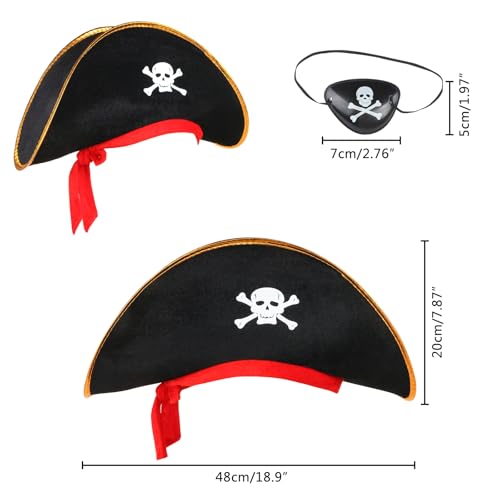 2-Pack Pirate Hat and Blindfolds for Costume Parties