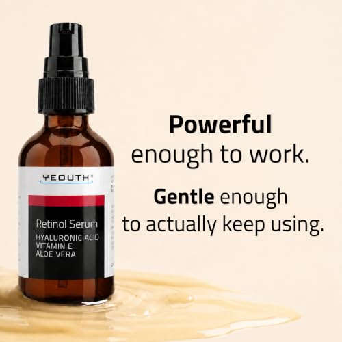 YEOUTH Retinol Serum for Face 1oz with Hyaluronic Acid & Vitamin E - Gentle Night Anti-Aging