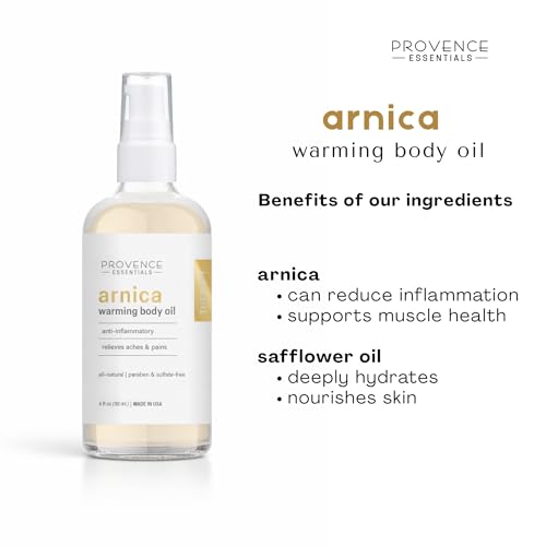 Provence Essentials Arnica Warming Body Oil - Natural Massage Oil, 4 fl oz