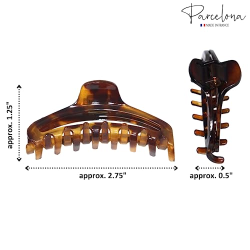 Parcelona French Tortoise Shell Hair Claw Clips Set of 2 - 2.75"