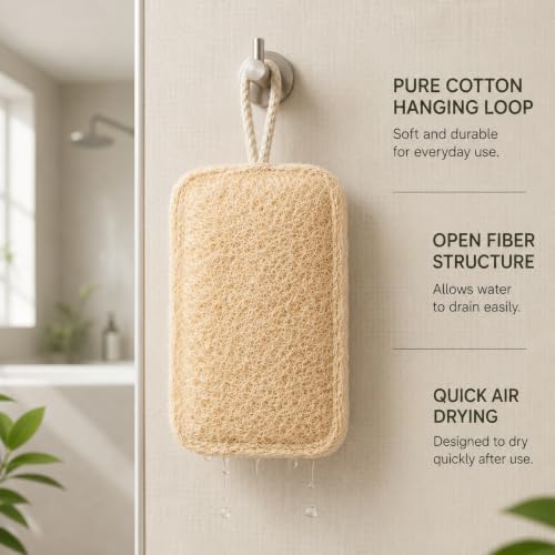 Natural Loofah Sponge Set for Exfoliating | 2 Pack Body Scrubber