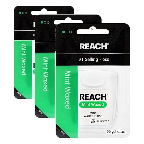REACH Waxed Dental Floss - Mint, Shred Resistant, 55 Yards