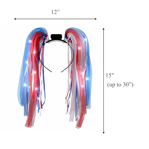 Blinkee Patriotic LED Flashing Noodle Headband - Red, White & Blue