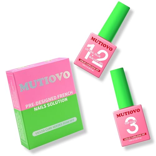 MUTIOVO 2-in-1 UV Nail Glue and No Wipe Top Coat Kit for Acrylic Tips
