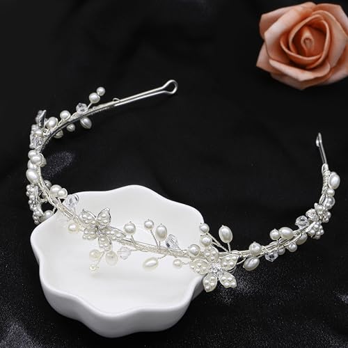 Elegant Flower Girl Headband with Crystals and Pearls
