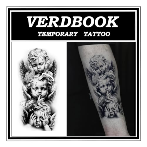 VERDBOOK Sacred Cherub Angel Temporary Tattoos 2 Sheets - Waterproof & Long-Lasting, Mystical Body Stickers for Adults