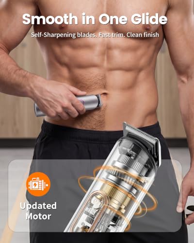 PRITECH Waterproof Body Hair Trimmer for Men - Gray/Fuchsia