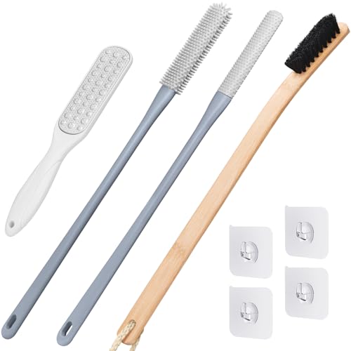 Vafada Grey Toe Cleaning Brush Set for Seniors & Elderly with Long Handles